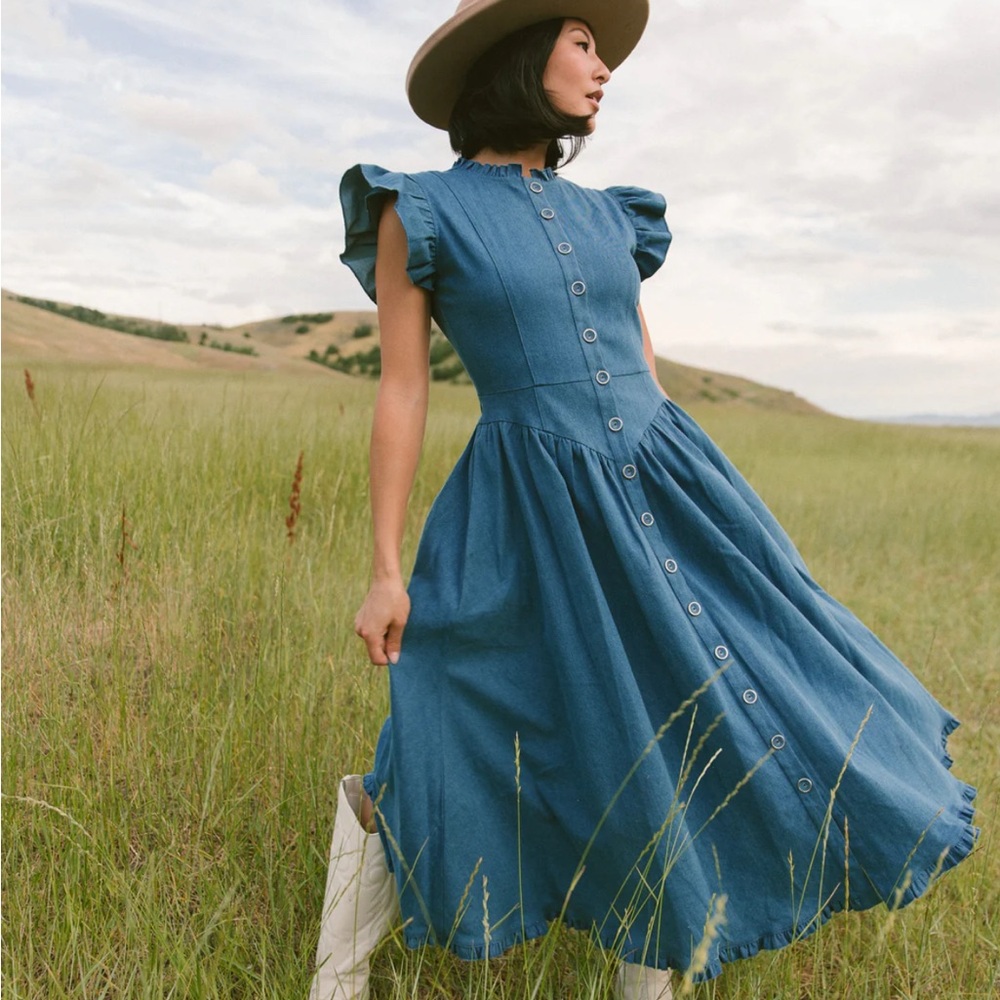 Blue Button-Down Dress